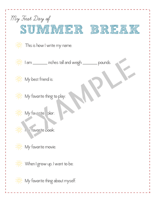 Free Printable Last Day of School Interview