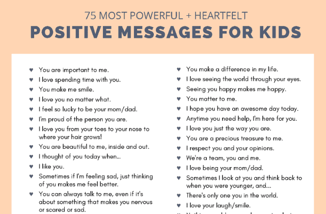 Preview of printable: 75 positive words for kids